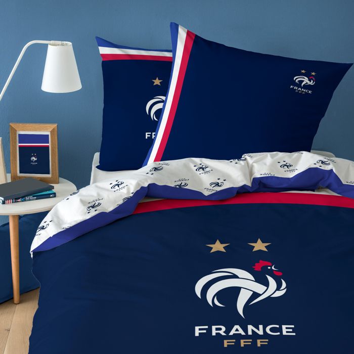 Parure de lit 100% coton FFF DRAPEAU Bleu