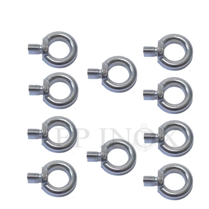 M 10mm inox 316 Ref 3915810X10 Lot de 10 Anneaux tige filetée