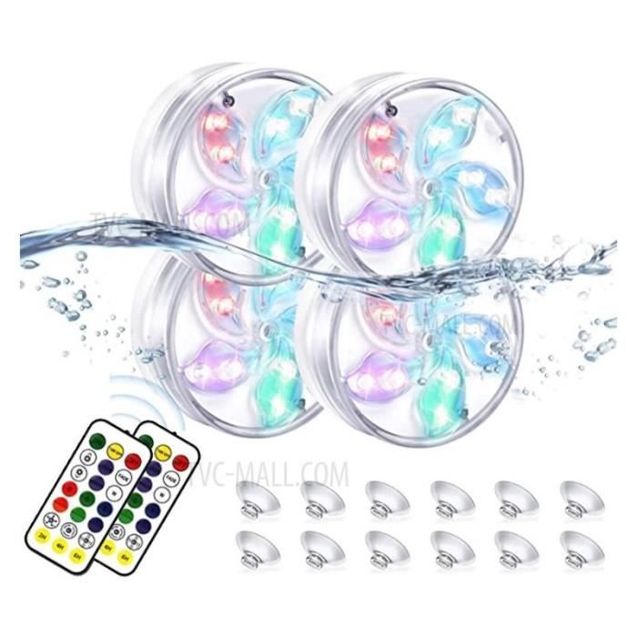 Lumières LED Submersibles - 4 Lampes, 13 Couleurs, 4 Modes, Télécommande - Pour Piscine, Spa, Décoration Fête