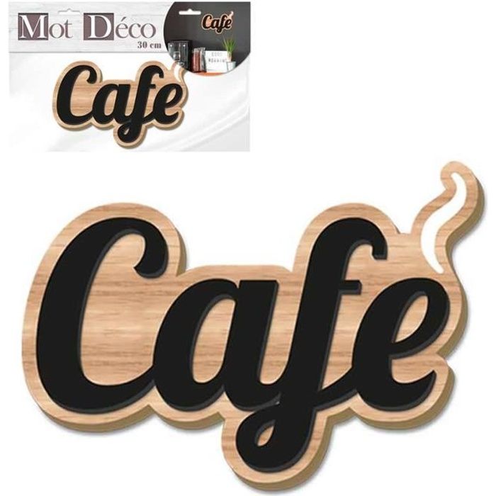 Mot Deco Bois 3d Cafe Noir Marron 30x14x1 Cm Q7322 Cdiscount Maison
