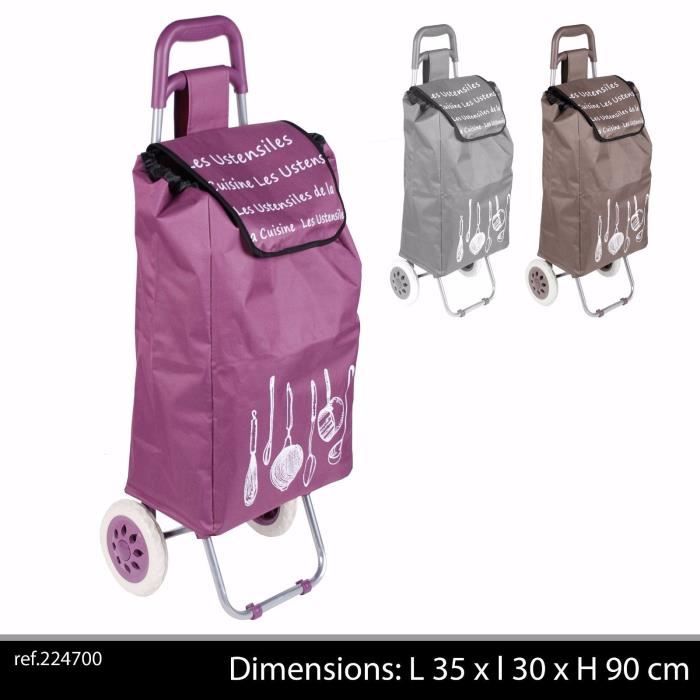 Chariot De Course Noir Avec Rabat - Trolley à Roulettes Pour Transport Alimentaire