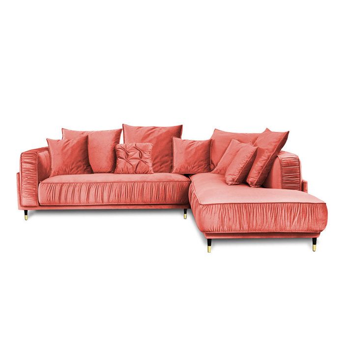 Canapé d'angle 4 places Rose Tissu Design