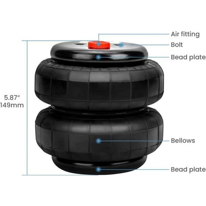 1x Air Coussin Suspension Pneumatique 2500 lb 1/2 \