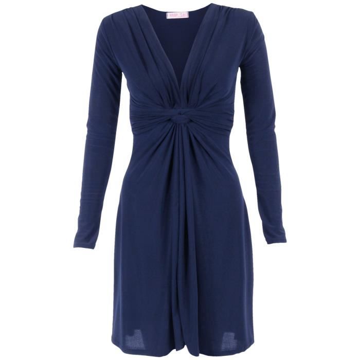 robe drapee bleu marine
