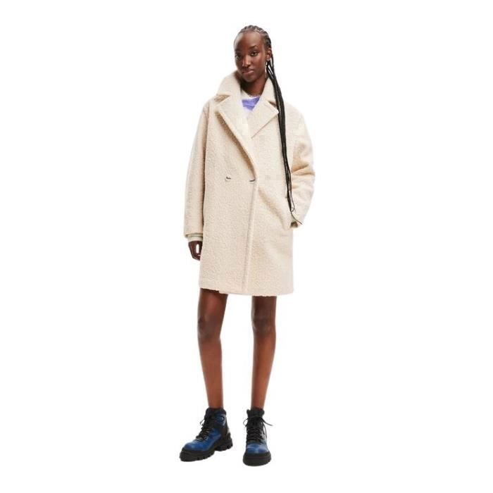 Manteau femme Desigual London blanc XS coupe classique uni et texture Blanco Cdiscount Pret a Porter