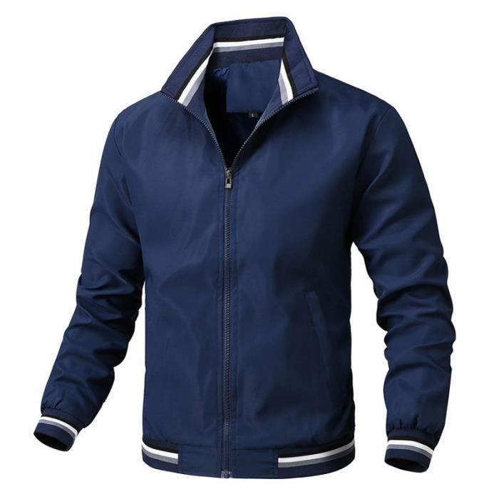 Veste Homme Mi saison Mode Casual Couleur unie Col montant Confortable Marque Luxe Blouson Hommes S 5XL Bleu marine Cdiscount Pret a Porter