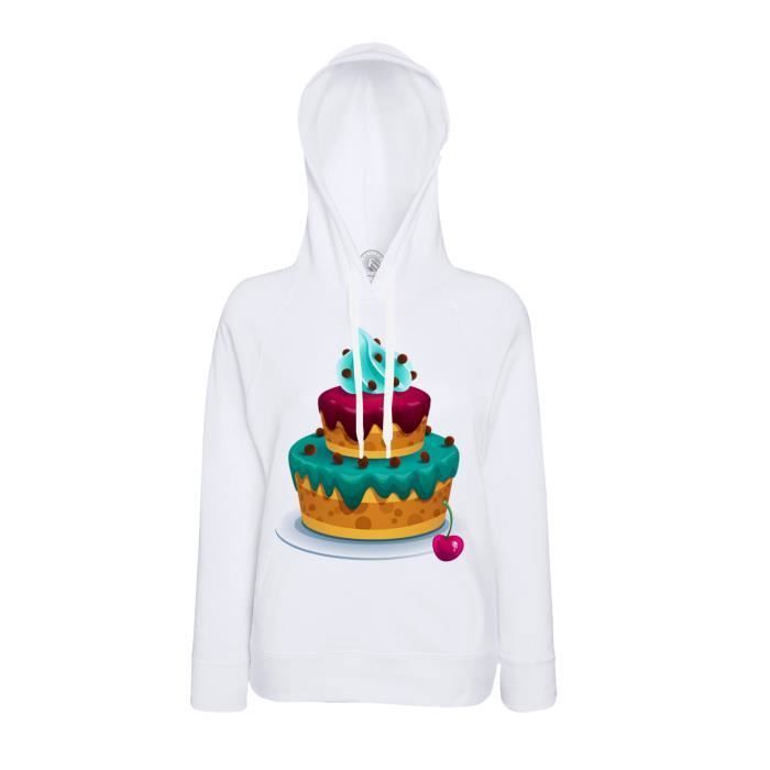 Sweat A Capuche Dessin Gateau D Anniversaire Gourmandise Enfant Blanc Cdiscount Pret A Porter