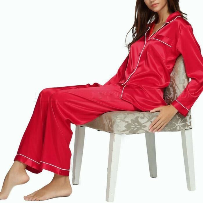 Pyjama Femme Hiver Marvmys - Ensemble Manches Longues En Coton, Col Rond, Rayures, Poches, Tailles S à XXL