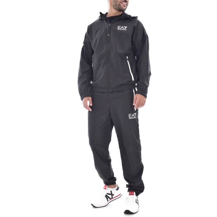 Surv tement en polyester avec capuche EA7 Homme Noir