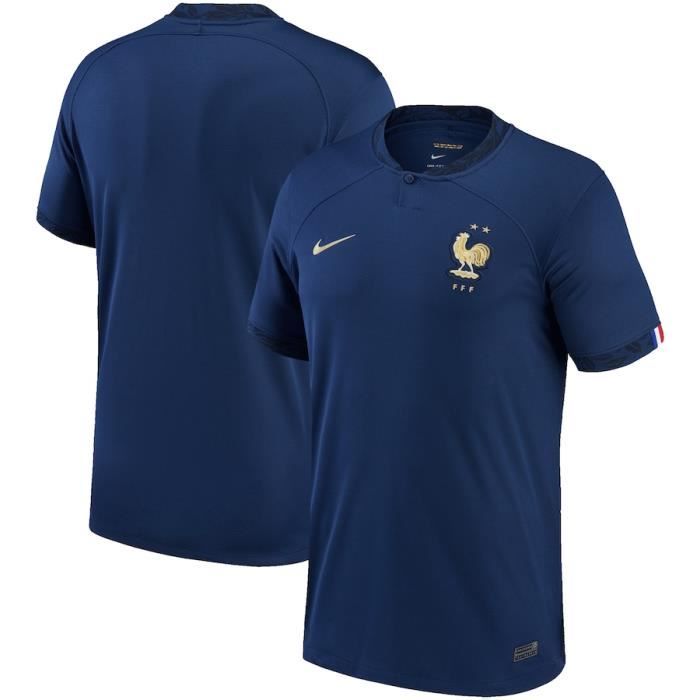 Authentique Maillot Equipe de France Domicile FFF 2 Etoiles Coupe du Monde 2022 2023 Maillot de Foot Pas Cher Homme Bleu Cdiscount Sport