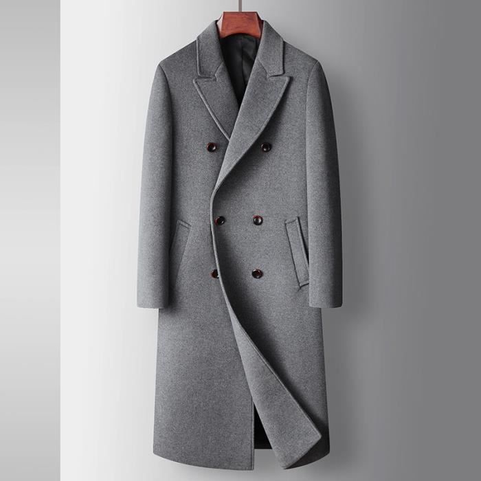 manteau epais homme en laine mélangée long chaud haute qualité business hiver