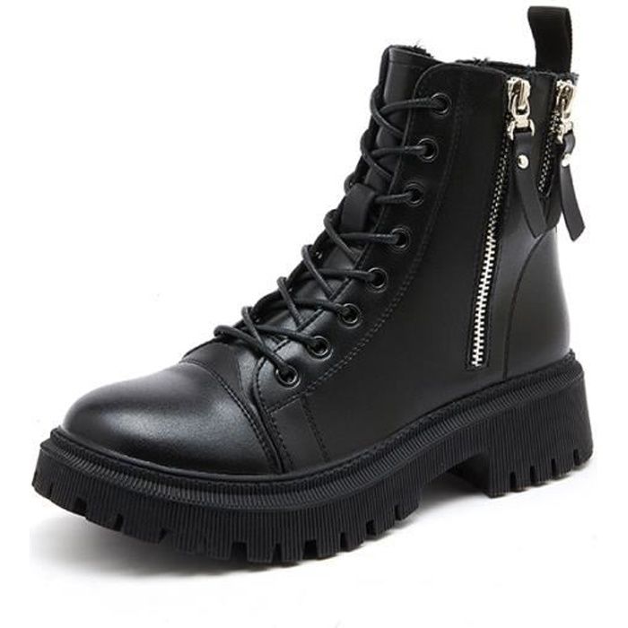 Bottines femme cuir deals noir talon plat