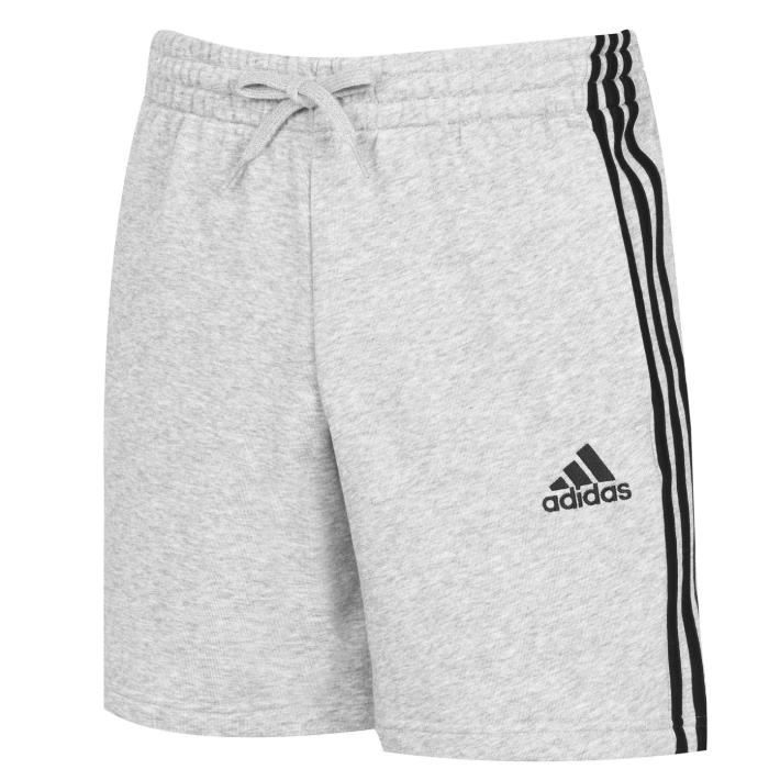 Short en polaire Adidas Essentials 3 Ray?�s pour hommes - Gris/noir - Taille ?�lastiqu?�e et cordon 