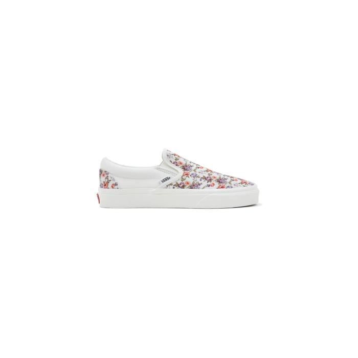 Baskets Femme Vans Classic Slip-On Vintage Floral Marshmallo Blanc - Talon Plat - Fermeture Élastique