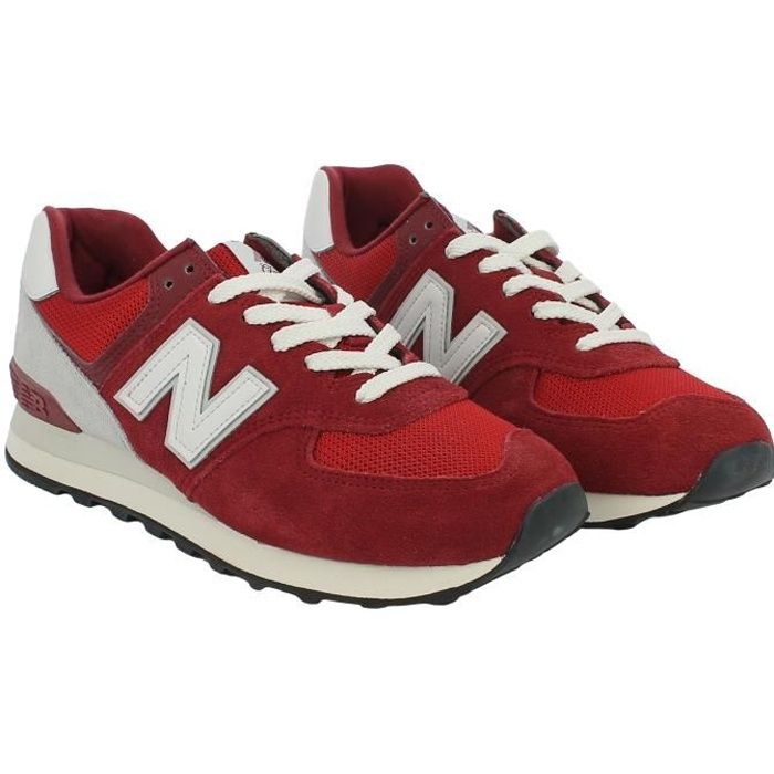 Sneaker - NEW BALANCE - 574 - Femme - Lacets - Rouge - Textile