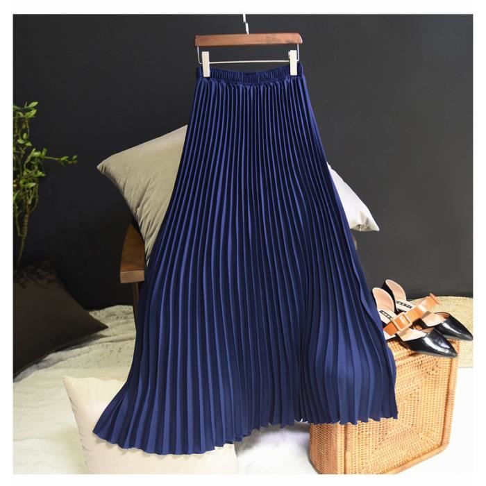 Jupe,Jupe Midi longue pliss?�e en mousseline de soie, Vintage, mode cor?�enne d?�contract?�e, taille 