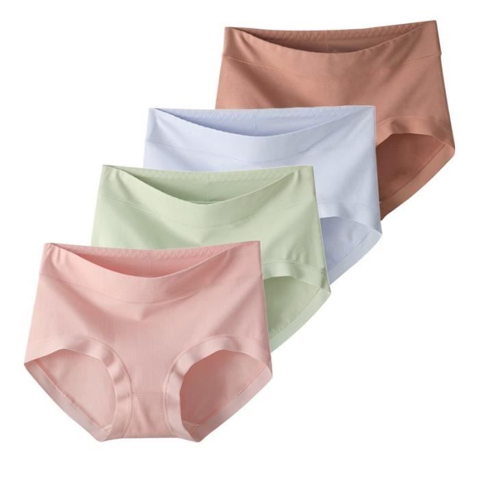 Lot de 4 culotte femme pur coton contrôle du ventre taille haute  antibactérien respirant Cu - Cdiscount Prêt-à-Porter