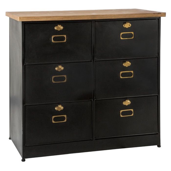 Commode Design 6 Tiroirs Ajay – 121cm, Couleur Sable, Neuve Sous Emballage