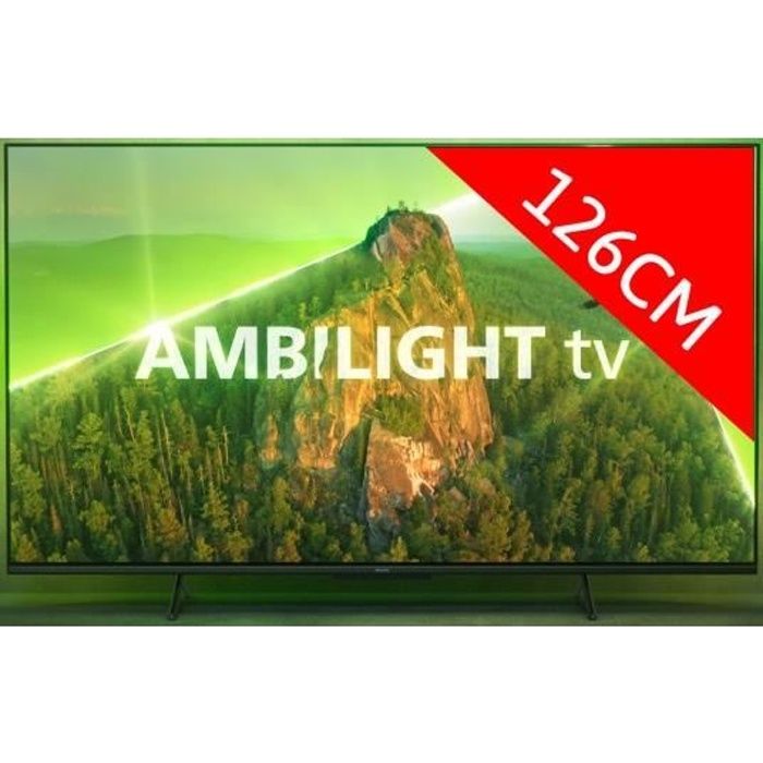 Téléviseur PHILIPS LED 4K 126 cm 50PUS8108/12 Ambilight - Blanc - Smart TV - Dolby Vision - HDR10+ - HLG