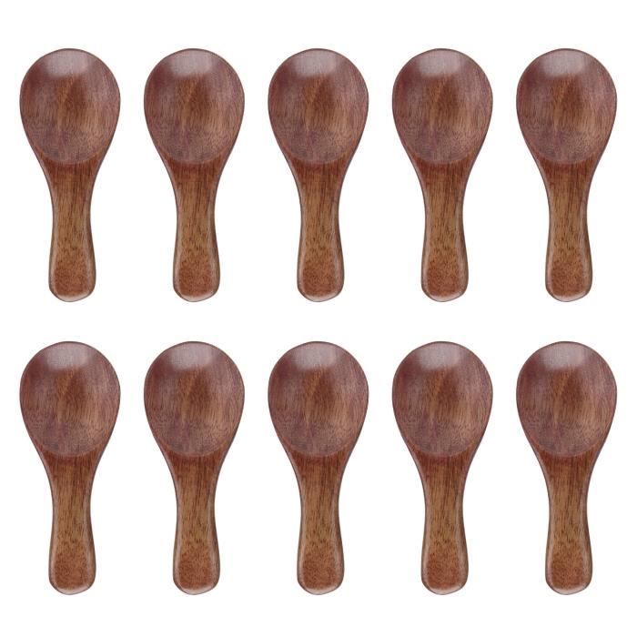 Petites cuillères en bois - QIILU - 10 pièces - Bois de schima superba - Écologique - Finition exquise