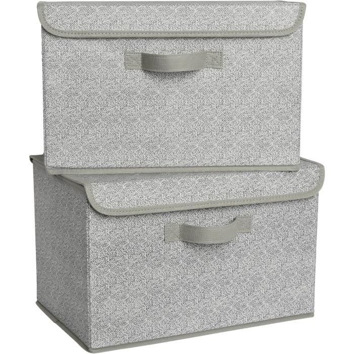 Lot De 2 Boîtes De Rangement Pliables Avec Poignée, 18 L, Pour Étagères, Tiroirs, En Tissu, Pour