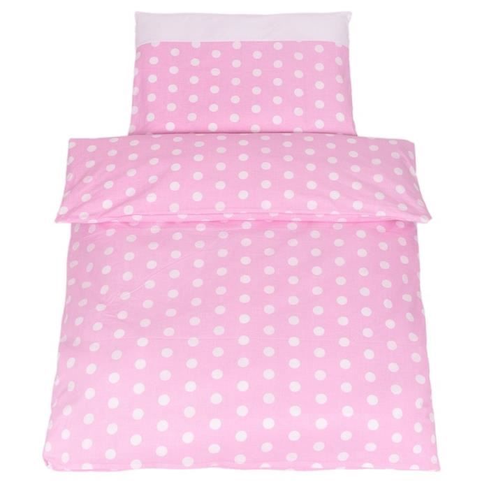 Parure Pois Chic Rose Housse De Couette Et Taie D Oreiller 100x135 Cm Cdiscount Puericulture Eveil Bebe