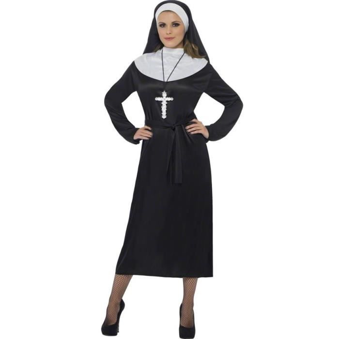 Déguisement religieuse adulte - SMIFFY'S - Robe ceinture chapeau - Noir et blanc - Polyester