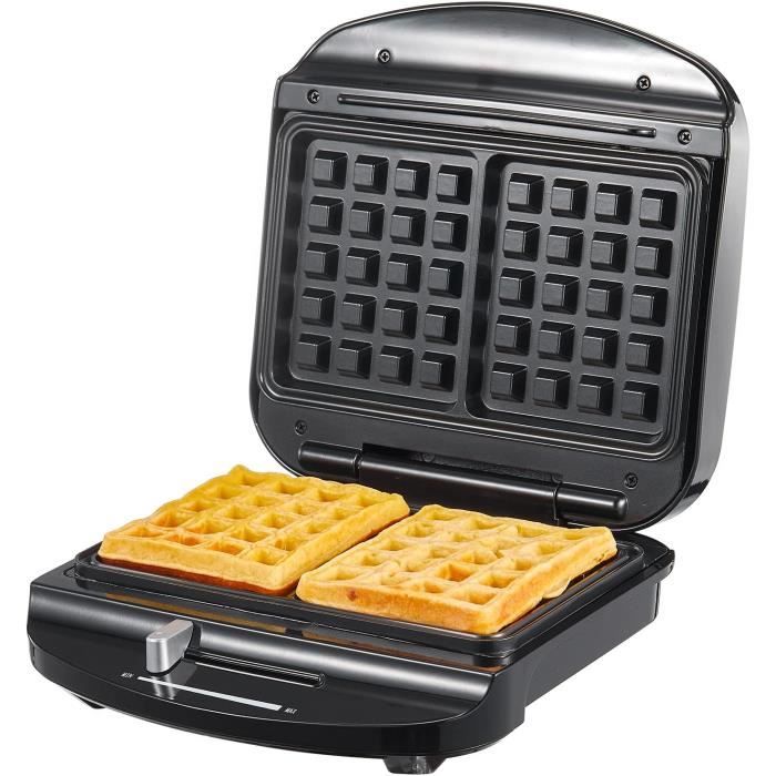 Gaufrier électrique Professionnel 2000W - 2 Gaufres à La Fois - Thermostat 50-300°C - Revêtement Antiadhésif - Pour Café, Boulangerie, Snack