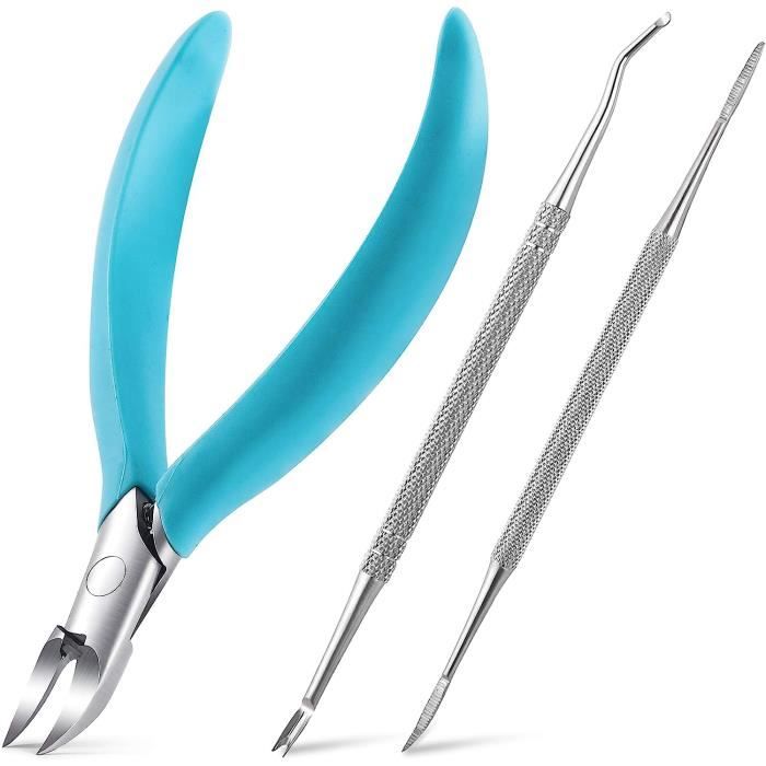 Pince Coupe-ongles Professionnelle - Lame Droite Pour Ongles Incarnés Et épais - FVION - Bleu