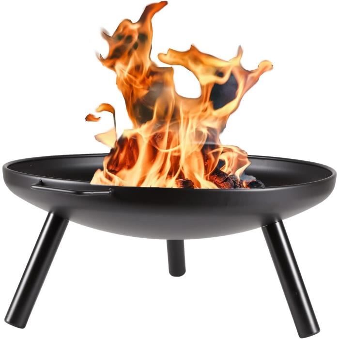 Brasero Jardin 60cm Acier 2.5mm - Tonneau à Feu Avec Évacuation Eau Pour Terrasse Et Extérieur
