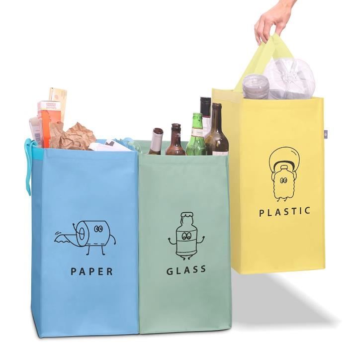 Norggo Pack De Sacs De Tri Sélectif 40L Poubelles Recyclage  Maison/Bureau Durable Et Écologique