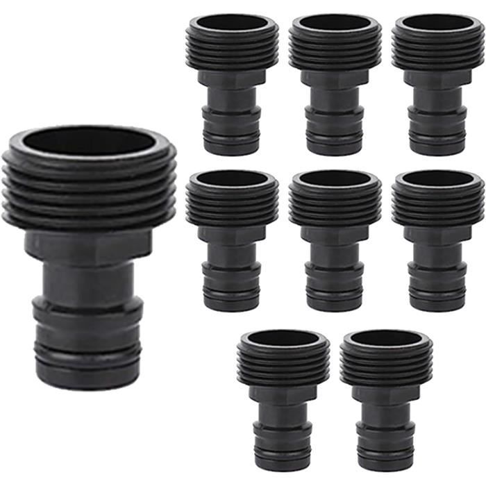 Lot De 8 Raccords Mâle-mâle Pour Tuyau D'arrosage 1/2" - Connecteurs étanches En Plastique Résistant - Pour Jardin, Irrigation, Lavage (Noir)