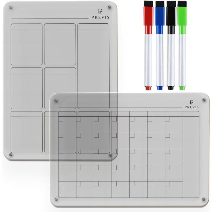 YIDM Lot De 2 Planificateurs Hebdomadaires Effaçables Magnétiques Pour Réfrigérateur En