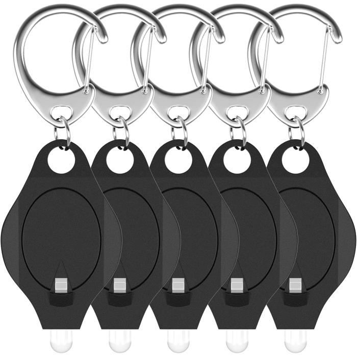 Pawfly - Lot De 10 Mini Lampes LED Porte-clés - 12 Lumens - Piles Incluses - Noir - Idéal Urgence Ou Camping