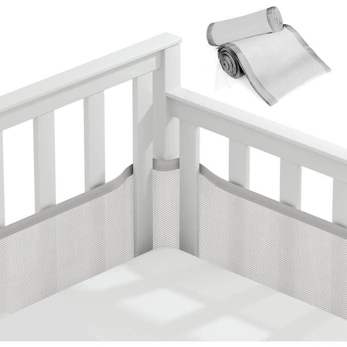 Tours De Lit Bébé Bizcasa 2 Pièces - Maille 3D Respirante, 340cm + 160cm, Blanc - Protection Berceau