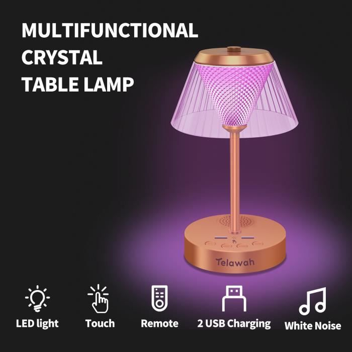 2 USB dimmable touch lampe de chevet, lampe de chevet de bruit blanc pour  tête de lit chambre salon lampe de table - Cdiscount Maison