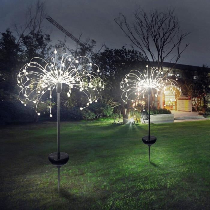 LED Lampe Éclairage Solaire lumière Décoration Extérieur pour Pelouse Jardin Parc Paysage Noël -120 LEDs Blanc