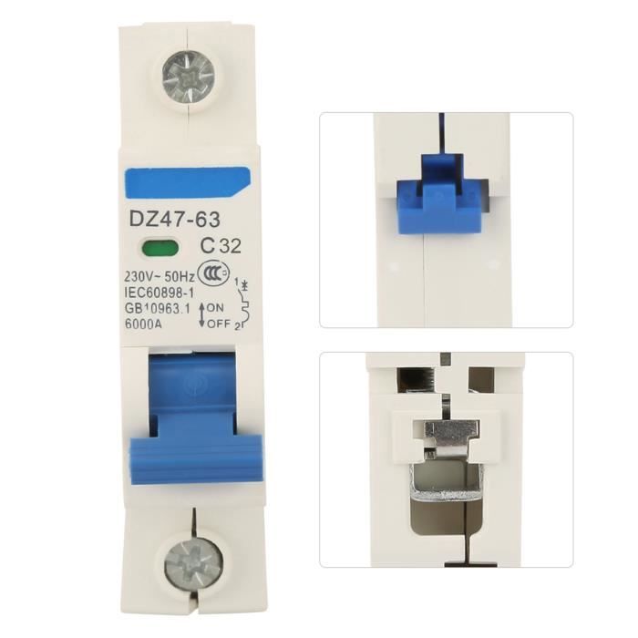 Disjoncteur Bipolaire QIUSHIBO 6A à 63A Type C - 400V, 6KA, Montage Rail DIN 35mm MCB 6A 10A 16A 20A 25A 32A 40A 50A 63A