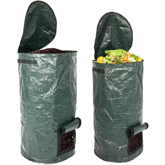Lot De 2 Bacs à Compost Extérieurs Enterrés - Composteur Cylindrique Avec Couvercle Pour Déchets De Cuisine Et Jardin - 4