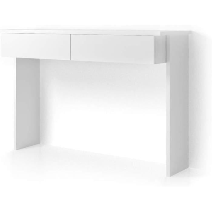 Coiffeuse Lucia Blanc Avec Miroir LED - Table Maquillage 108x140x40 Cm - Tiroir 3 Compartiments