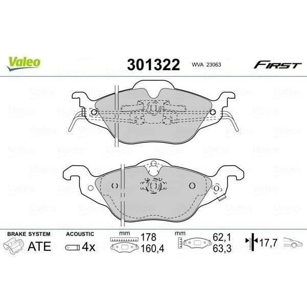 Plaquette de frein gamme first Opel astra g - VALEO - 301322