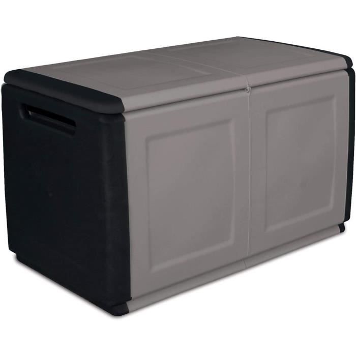 Coffre De Rangement Extérieur 280 L - Gris Clair Texture Bois - 117 X 45 X 56 Cm - Résistant Intempéries - 3