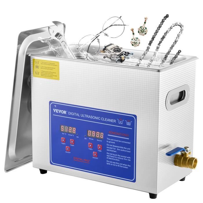 VEVOR Nettoyeur A Ultrasons 6 L Ultrasonic Cleaner Professionnel Nettoyeur Digital Affichage Ultrasonique (6 L)