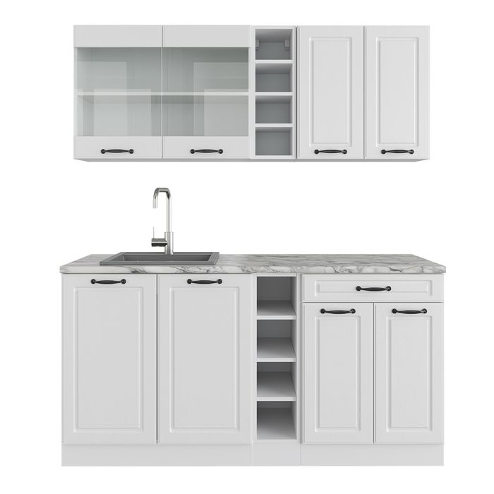 Vicco cuisine R-Line, Anthracite brillant/blanc, 300 cm sans