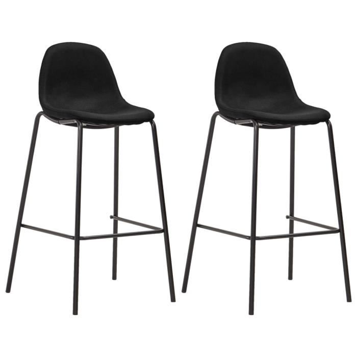 "promo"tabouret haut lmt - chaises de bar lot de 2 noir tissu 12kg