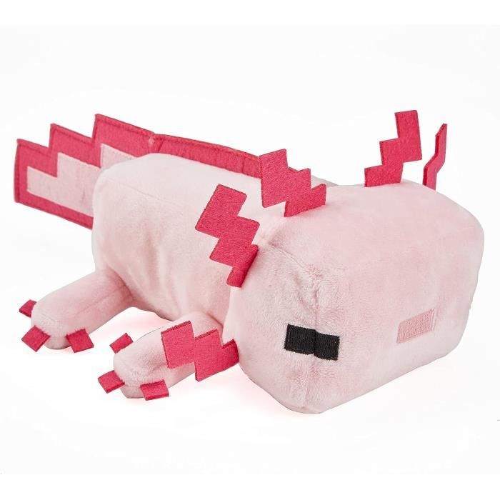 minecraft basic figurine en peluche axolotl de 30,5 cm, poupée douce inspirée du personnage du jeu vidéo