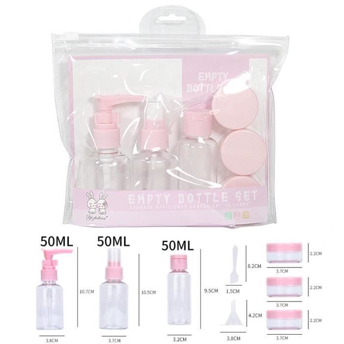 11 Pcs Kit Voyage Produit Toilette, Kit Avion Accessoires 30/50/60/80 ML, Flacon Vide Pour Remplir Les Articles De Toilette, Tube Vide En Silicone,Vaporisateur Transparent,Petit Pot De CrèMe