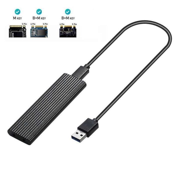 Aboiled Adaptateur USB M.2 NVMe SSD Vers USB 3.1 Gen 2 - 10 Gbps, Pour SSD 2230/2242/2260/2280