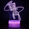 3D Lampes Illusions Pokémon Mew Cartoons Lampe Veilleuse LED 7 Couleurs Télécommande Touch Mood Décoration Lamp de Table ED4761-1