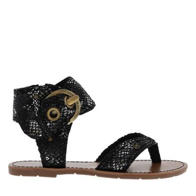 Sandales cuir CHATTAWAK THALIE Noir Haute Plat Noir Cdiscount Chaussures